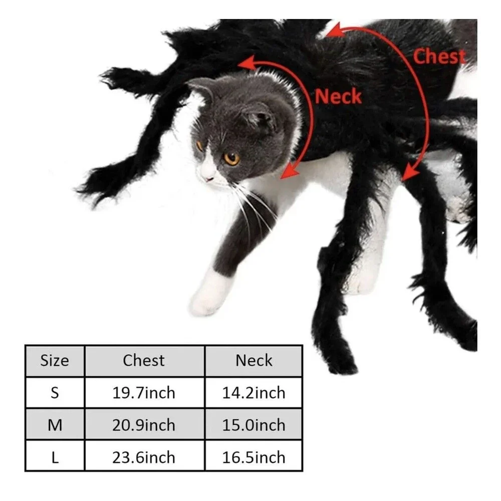 Pet Dress Up Costume Plush Furry Giant Spider Bug Puppy Dog Cat Halloween Small